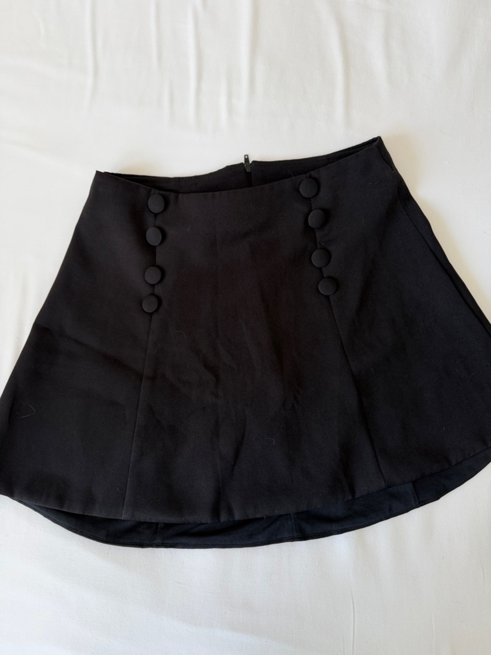 Classic Black Button-Front Mini Skirt S